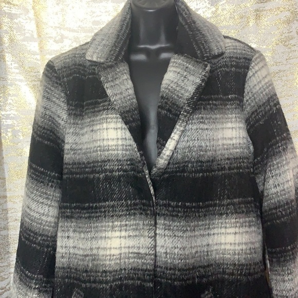 Buffalo David Bitton Black/White Plaid Wool Coat With Removable Collar Size XL - Picture 7 of 15